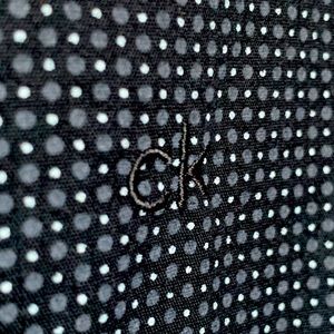 Black with Grey & White Dots Mens Long Sleeve Button Down Shirt